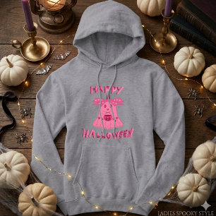Pull À Capuche Coquette Rose Fantôme Joyeux Halloween Art Numériq