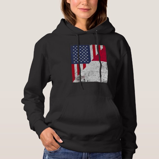 Pull À Capuche Country Flag Design  Half USA Half Malta (Devant)