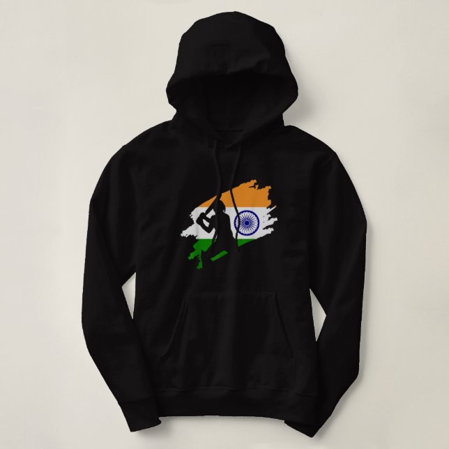Pull À Capuche Cricket Patriotique Inde Sports Jersey Cadeau (Design devant)