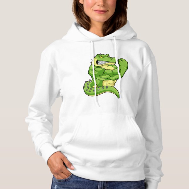 Pull À Capuche Crocodile comme Bodybuilder & grands Muscles (Devant)