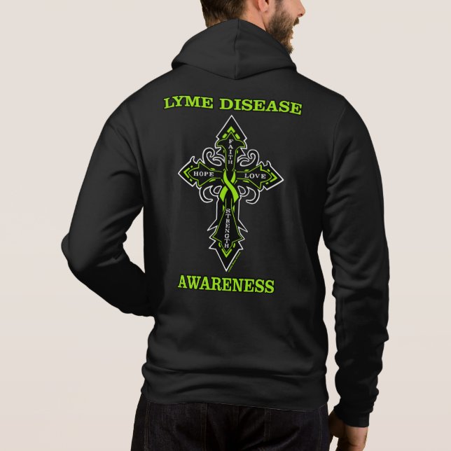 Pull À Capuche Croix/Sensibilisation...Maladie de Lyme (Dos)
