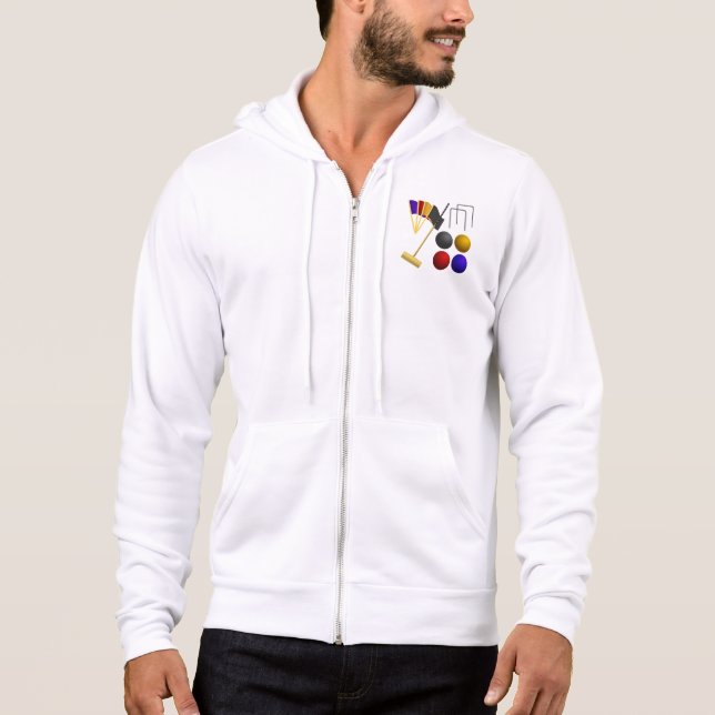 Pull À Capuche Croquet Equipment Set Mallet Balls Hoops (Devant)