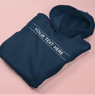 Pull À Capuche Custom Basic Dark Navy Blue Ajouter votre texte Fe
