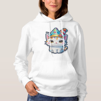 Pull À Capuche Cute cat organise une fête du Nouvel An