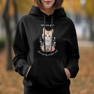 Pull À Capuche Cute Chat Floral Design Motivation