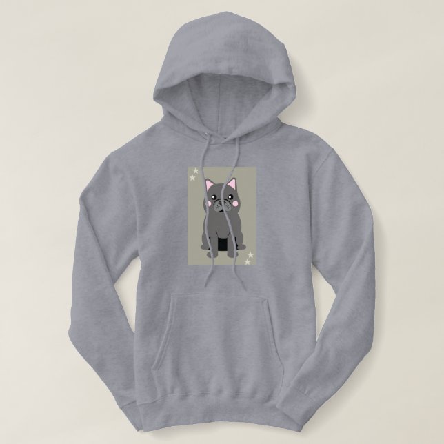 Pull À Capuche Cute Cheeks Gray French Bulldog (Design devant)