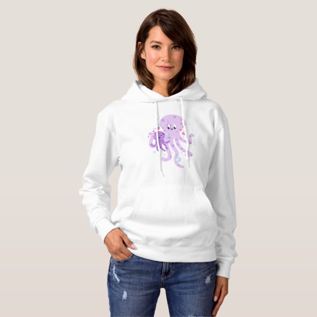 Pull À Capuche Cute Octopus Maman Dessin d'art (Devant entier)