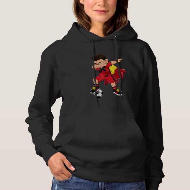 Pull À Capuche Dabbing Belgique Boy Belgique Football Drapeau Enf (Devant)