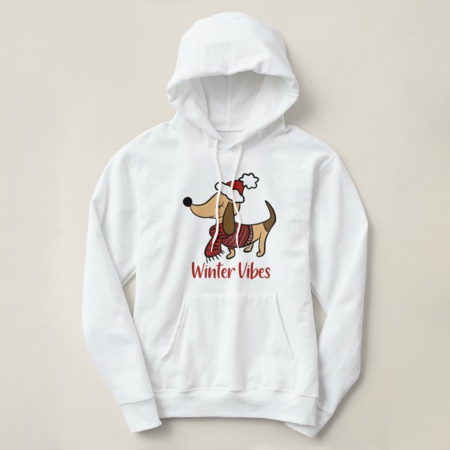 Pull À Capuche Dachshund Chien d'Hiver (Design devant)