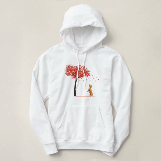 Pull À Capuche Dachshund Maple Tree Thanksgiving Day mignon chien (Design devant)