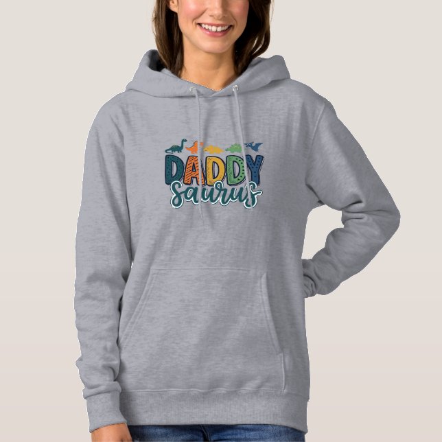 Pull À Capuche Daddy Saurus Mignon Papa Dinosaure Conception Vect (Devant)
