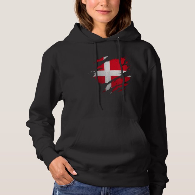 Pull À Capuche Danmark Torn a arraché le drapeau danois (Devant)