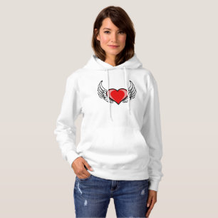Pull À Capuche Design de coeur et d'ailes rouges