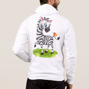 Pull À Capuche Dessin de bébé zèbre jouant avec papillon-23960
