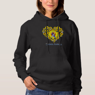 Pull À Capuche Diabète de tournesol Coeur gris Bleu Ruban Diabéti