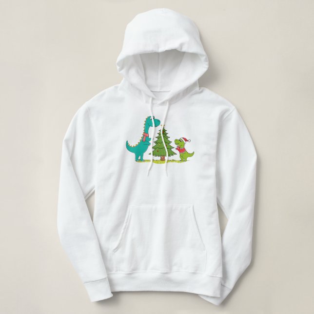 Pull À Capuche Dinosaurs Christmas Celebrating (Design devant)