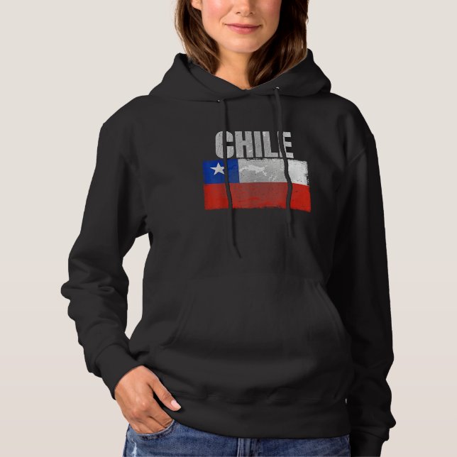 Pull À Capuche Distressed Chile Flag Graphic for Men Women Hispan (Devant)