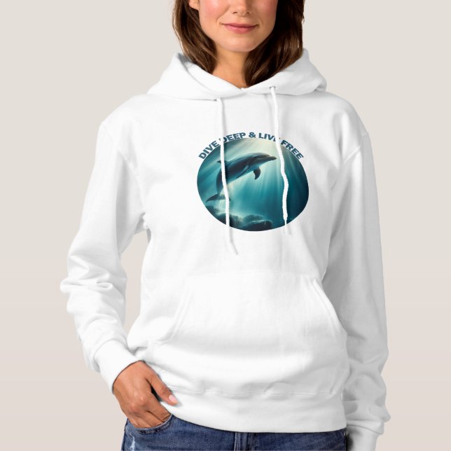 Pull À Capuche Dive Deep Live Dolphin gratuit (Devant)