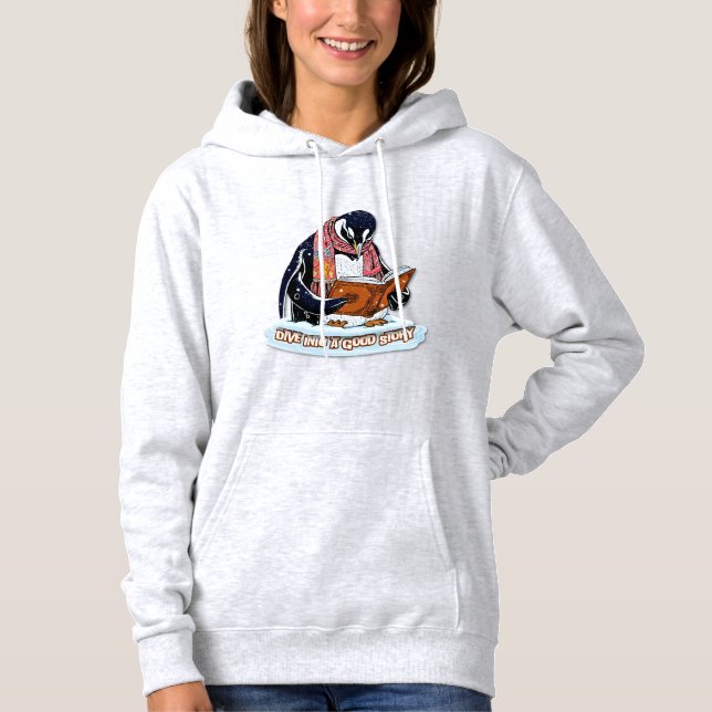 Pull À Capuche Dive Into A Good Story Penguin Hoodie (Devant)