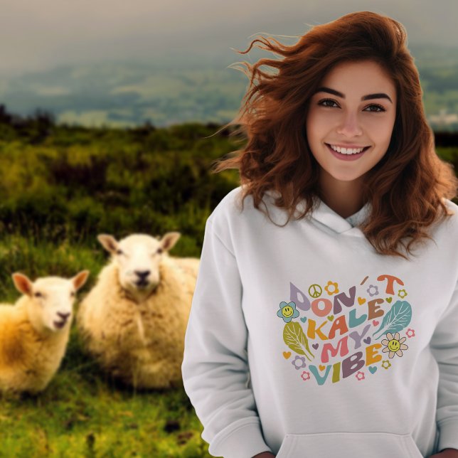 Pull À Capuche Don´t Kale my Vibe, tendance Fleurs Retro (Créateur téléchargé)
