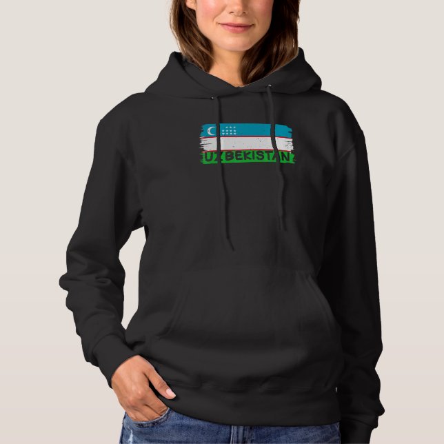 Pull À Capuche Drapeau cool Ouzbékistan (Devant)