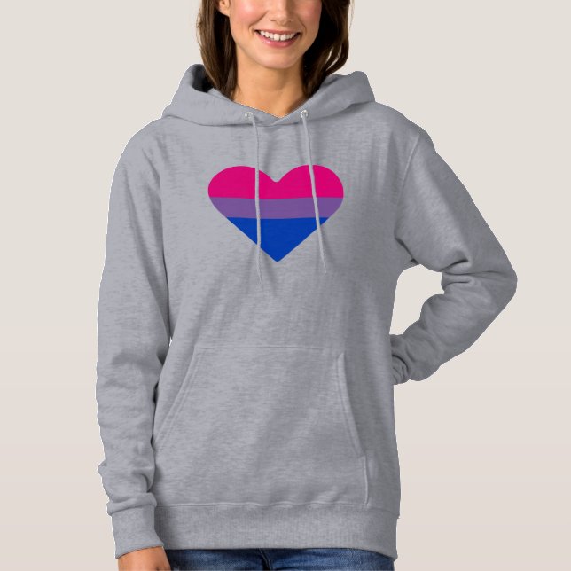 Pull À Capuche Drapeau de fierté bisexuel cœur (Devant)