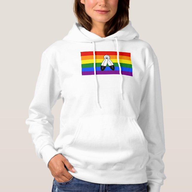 Pull À Capuche Drapeau de fierté bispirituel de SlipperyJoe's sym (Devant)
