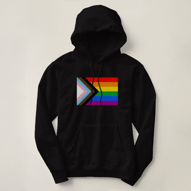 Pull À Capuche Drapeau de fierté de progrès LGBTQ+ (Design devant)