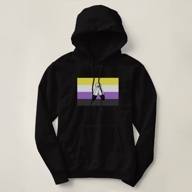 Pull À Capuche Drapeau de fierté non binaire à double esprit (Design devant)