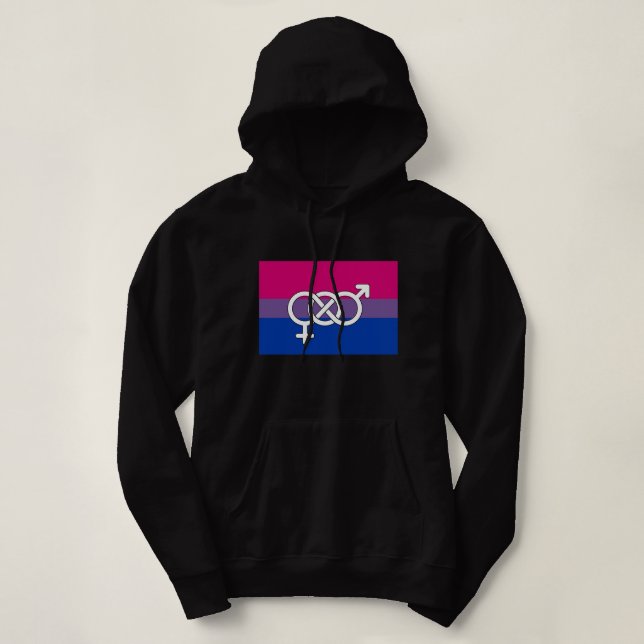 Pull À Capuche Drapeau du symbole de la fierté bisexuelle (Design devant)
