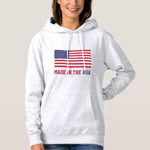 Pull À Capuche Drapeau Patriotique Rouge Blanc Bleu Étoiles Et Fr