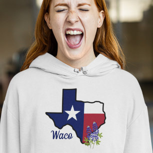Pull À Capuche Drapeau Texas avec Fleur d'État Bluebonnet personn