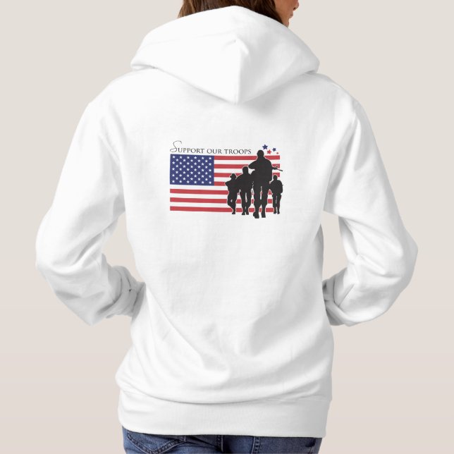 Pull À Capuche Drapeau USA - Soutien à nos troupes (Dos)