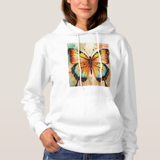 Pull À Capuche Dreamy Watercolor Butterfly T-Shirt Design