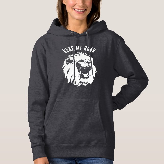 Pull À Capuche Écoutez-moi le visage du lion rugissant (Devant)