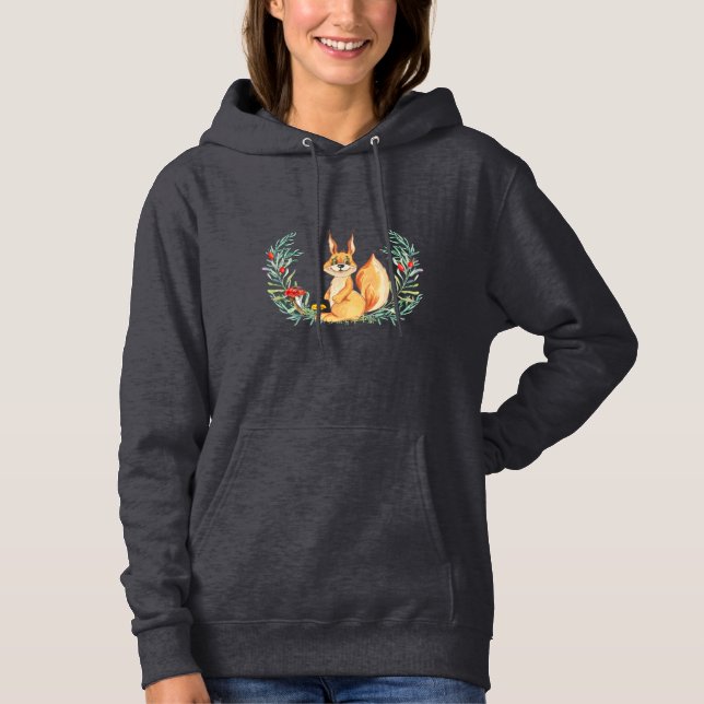 Pull À Capuche Écureuil aquarelle (Devant)