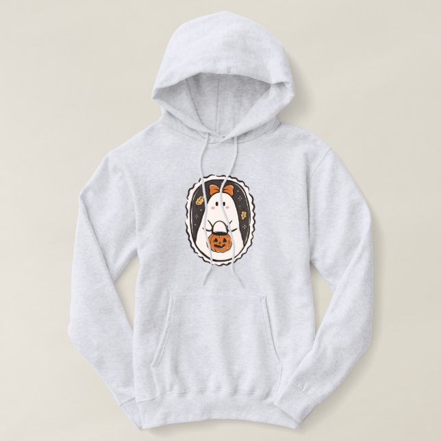 Pull À Capuche Éffrayant Cosy Girl Retro Preppy Halloween (Design devant)