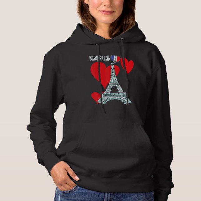 Pull À Capuche Eiffel Tower I Love Paris France Souvenir French (Devant)