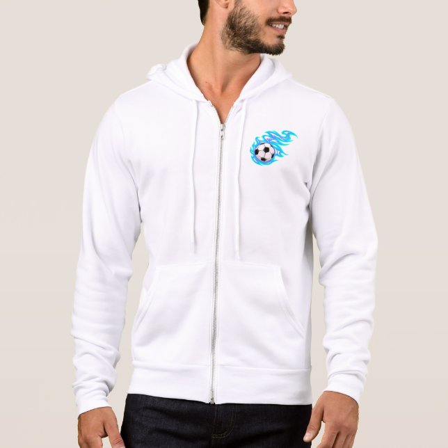 Pull À Capuche Electric Blue Flaming Soccer Ball Sports (Devant)