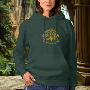Pull À Capuche Élégant Paon Art Nouveau Affirmation Graphique