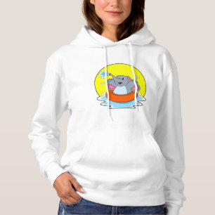 Pull À Capuche Eléphant à nager avec Lifebuoy