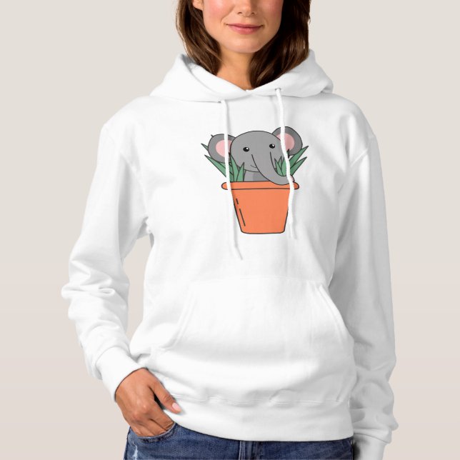 Pull À Capuche Elephant Dans Blumentop Funny Elephant Plantes (Devant)