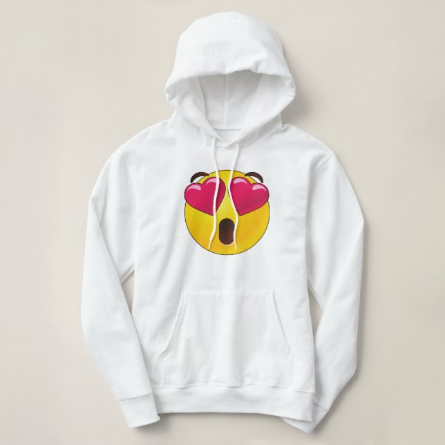 Pull À Capuche Emoji Coeur Yeux Valentines (Design devant)