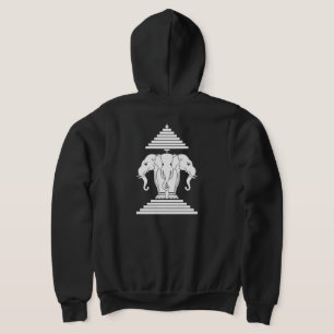 Pull À Capuche Erawan Trois éléphant en tête Lao / Laos Drapeau