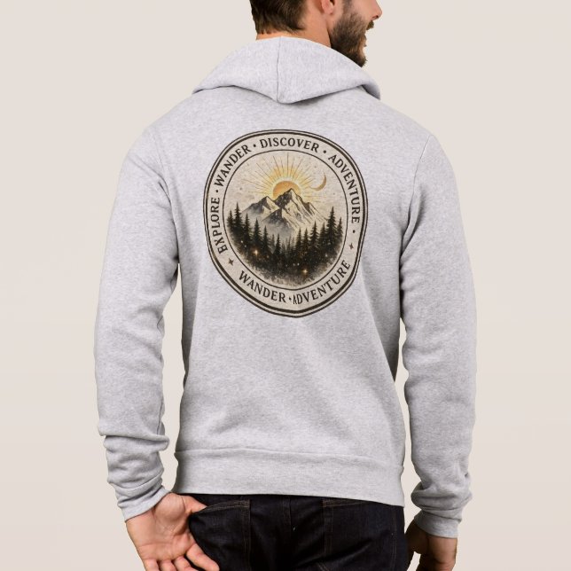 Pull À Capuche Explorer Randonnée Découvrir Dos Imprimé Mountain  (Dos)