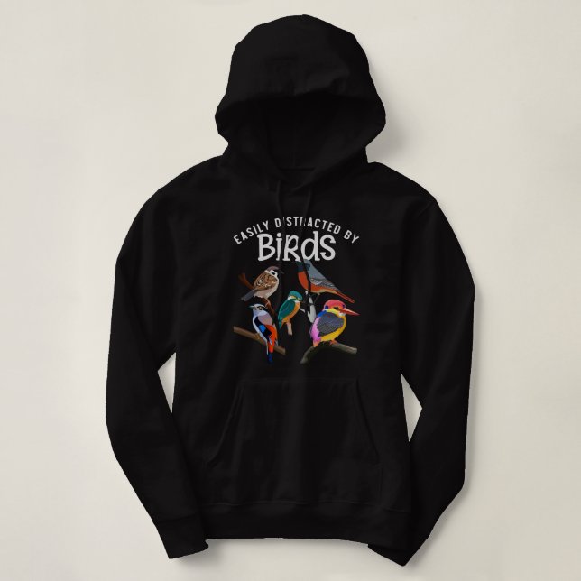 Pull À Capuche Facilement Distrait Par Oiseaux Oiseaux Oiseaux Pe (Design devant)