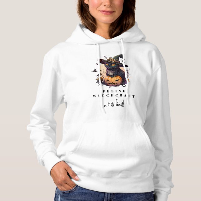 Pull À Capuche Feline Witchcraft à son meilleur drôle (Devant)