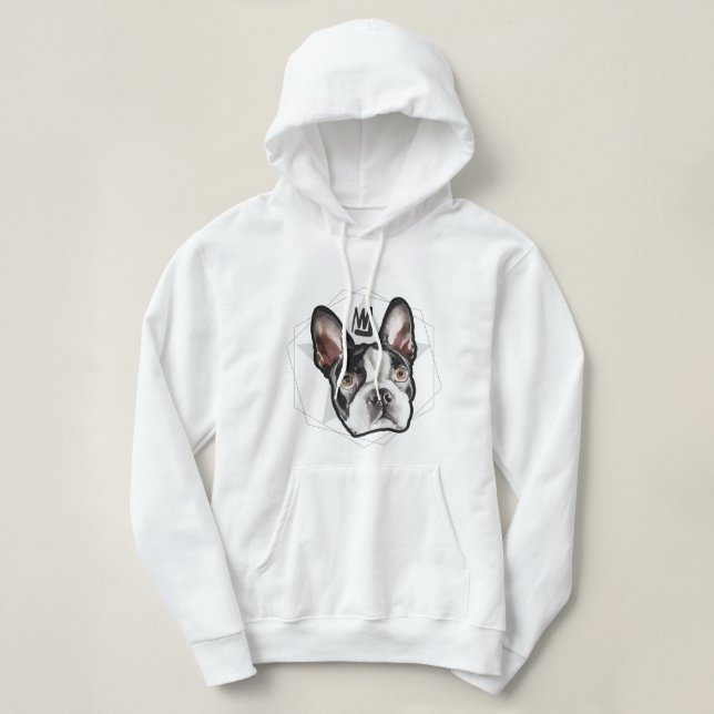 Pull À Capuche Femmes du Roi Boston Terrier (Design devant)
