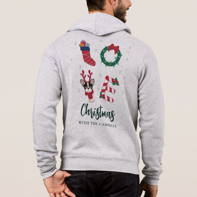 Pull À Capuche Festif Noël Nom de famille Fun Matching (Dos)