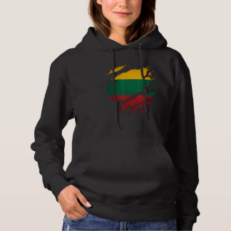 Pull À Capuche Fier drapeau lituanien déchiré Lituanie